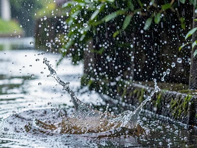 Overlapping ripples from many drops