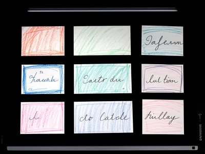 Scanner capture of father's day cards through the years, crayon to cursive progr