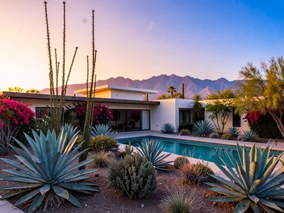 Desert Garden at Sunset