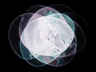 Multiple overlapping cymatics creating moiré interference