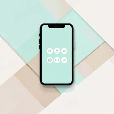 Flat-vector scene of a smartphone showing a claim app screen (icons only, no rea