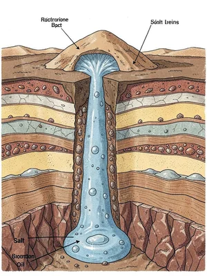 Salt dome geological cross-section