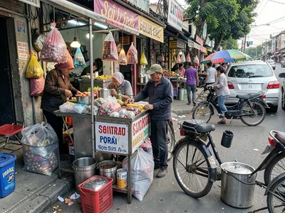 Street vendor elaborate setup