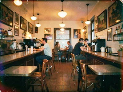 Cafe interior with tungsten shift enhanced