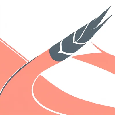 graphic bold silhouette of a single bold ear-of-wheat curving across the field i