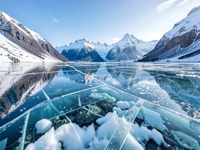 Ice clarity showing lake bottom three meters down