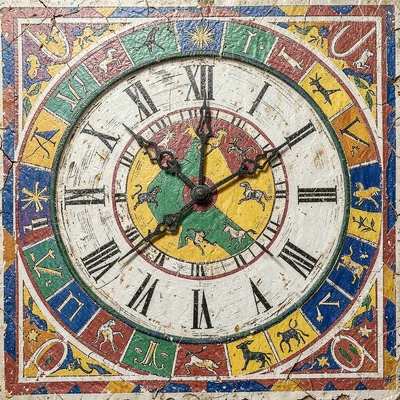 Sgraffito zodiac clock