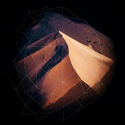 Skin texture macro merged with desert sand dune aerial, pattern matching, double