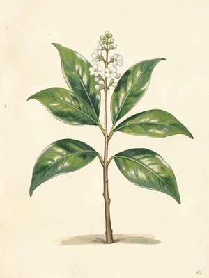 Curry Leaf Branch with Flowers