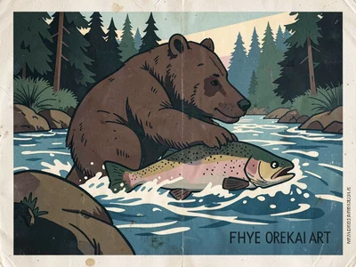WPA grizzly bear fishing
