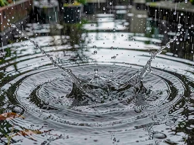 Overlapping ripples from many drops