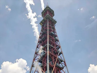 Tower structure showing strong updraft