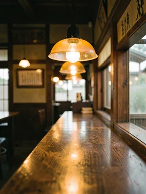 Pendant Lamp Reflected in Counter