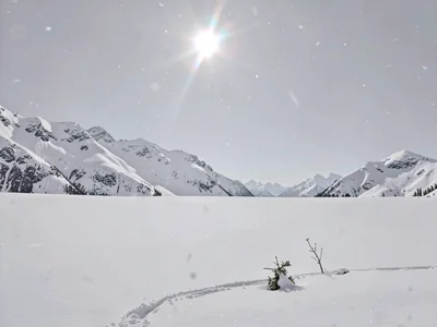 Sun dog visible in white sky
