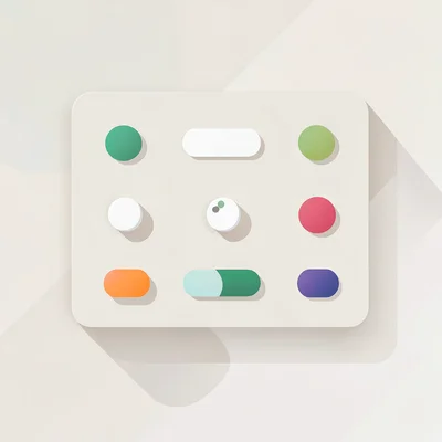 Flat vector of a settings panel with abstract toggle switches and pill buttons