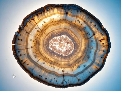 Geode slice with druzy quartz lining, thousands of tiny crystal points catching 