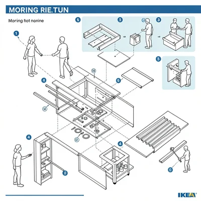 Exploded view of a morning routine showing all component steps
