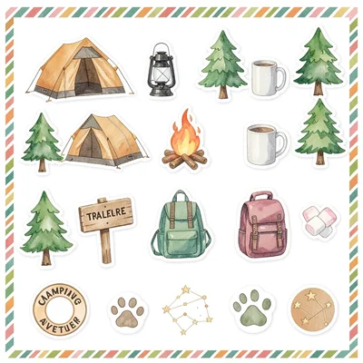 Camping adventure planner stickers