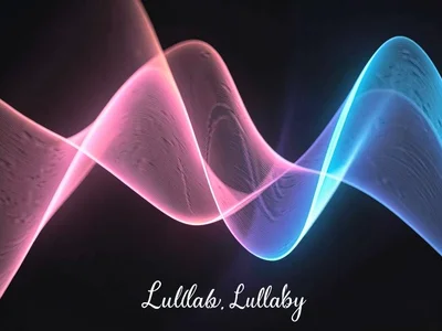 Lullaby visualized as soft pink and blue slowly undulating curves