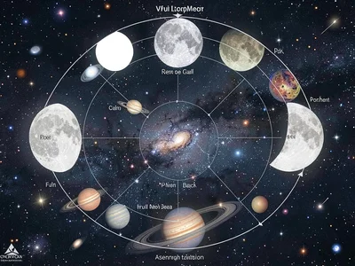 Lunar phases astronomical diagram