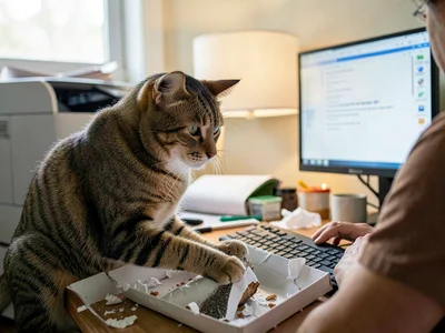 Kitten Creates Printer Paper Jam