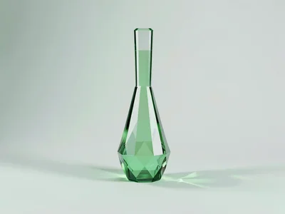 Petite peridot lowpoly file with a long faceted green body and a slim handle dro