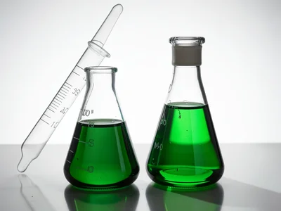 Pipette Conical Flask Emerald Green Still Life