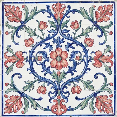 Arabesque medallion with saz-leaf tendrils radiating to all four corners