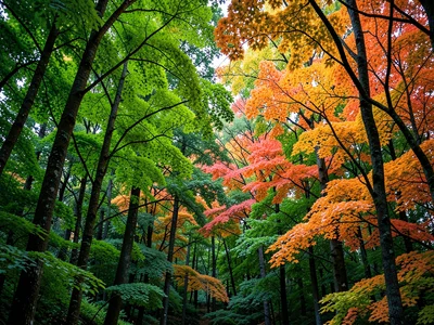 Forest canopy in false color so vibrant it suggests the trees are communicating 