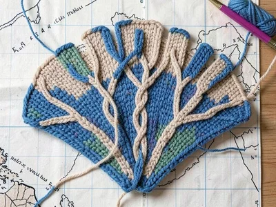 Delta Fan — River Distributaries in Knit Colorwork
