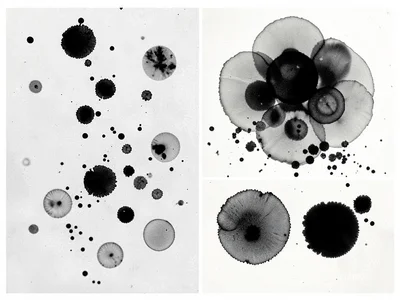 Ink settling showing particle distribution