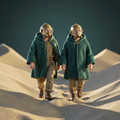Marlin-deepseadive atmospheric of two models in matching ponchos walking down a
