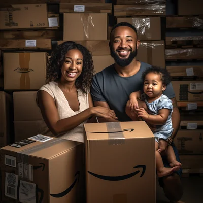 Akward family photo delivery worker family amazon. un