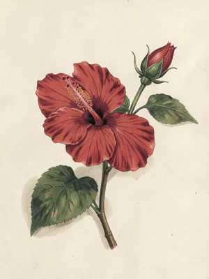 Hibiscus — Open Flower and Bud