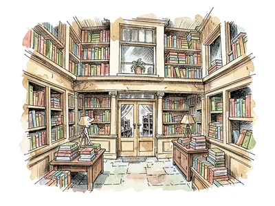Old bookshop with teetering stacks