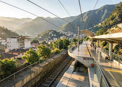 Eternal spring light over transforming Medellín, metro station with innovative a