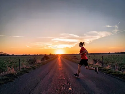 Runner against horizon