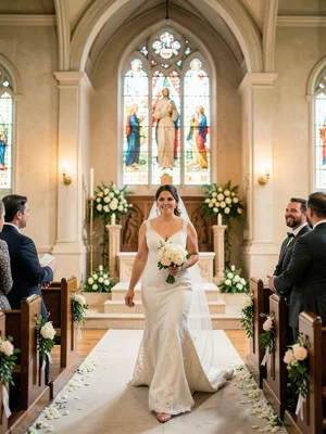 Bride walking to altar