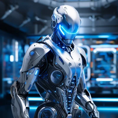 Futuristic AI Assistant Subject Humanoid robot with m
