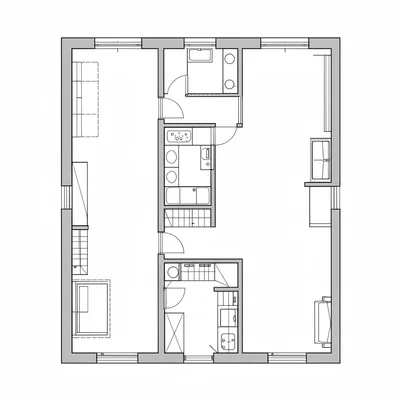 mid-rise apartment floor plate with double-loaded corridor
