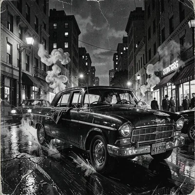 A car chase through city night