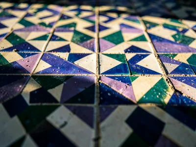 Traditional pattern lit by raking afternoon light