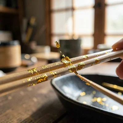 Kanazawa gold leaf craft, extreme delicacy, gold leaf flakes in clear resin chop