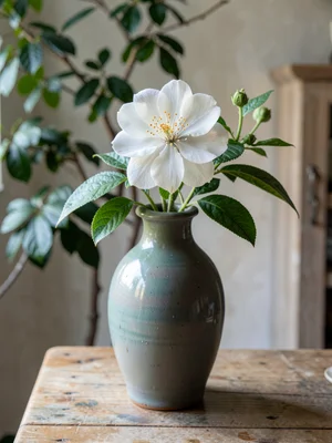 Single flower in large vase