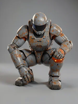 Squatting low over folded knees, the recon-pilot rests one gloved hand on a seal