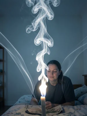 Schlieren image of a candle flame showing the invisible convection column extend