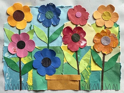 Paper collage layered garden