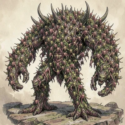 Fantasy creature illustration, a swarm intelligence, thousands of small creature