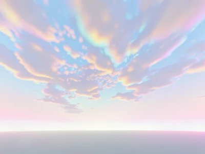 Faint horizon line barely visible through a foggy pastel sky with no foreground
