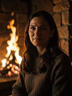 Fireside portrait warmth